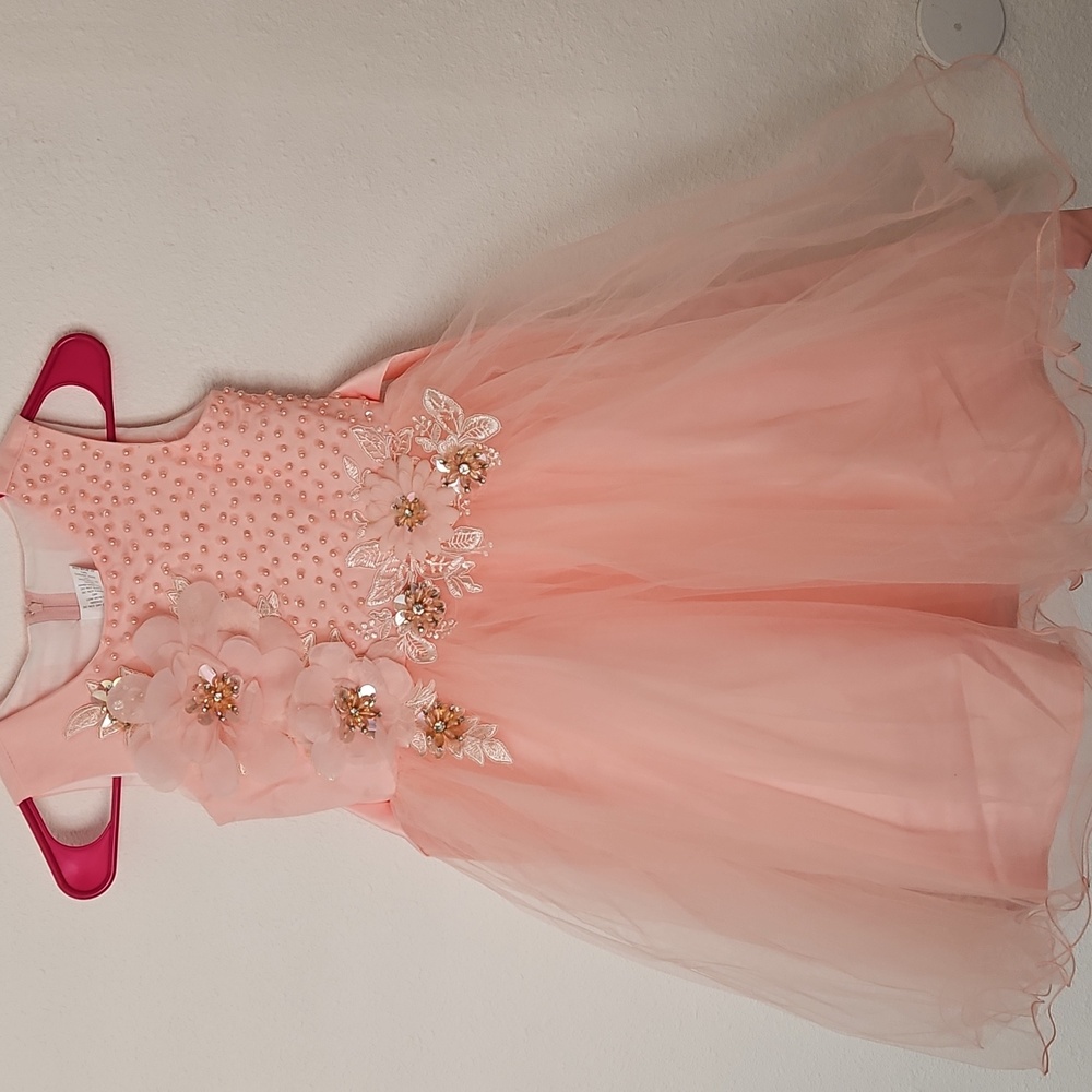 Pink Floral Tulle Dress